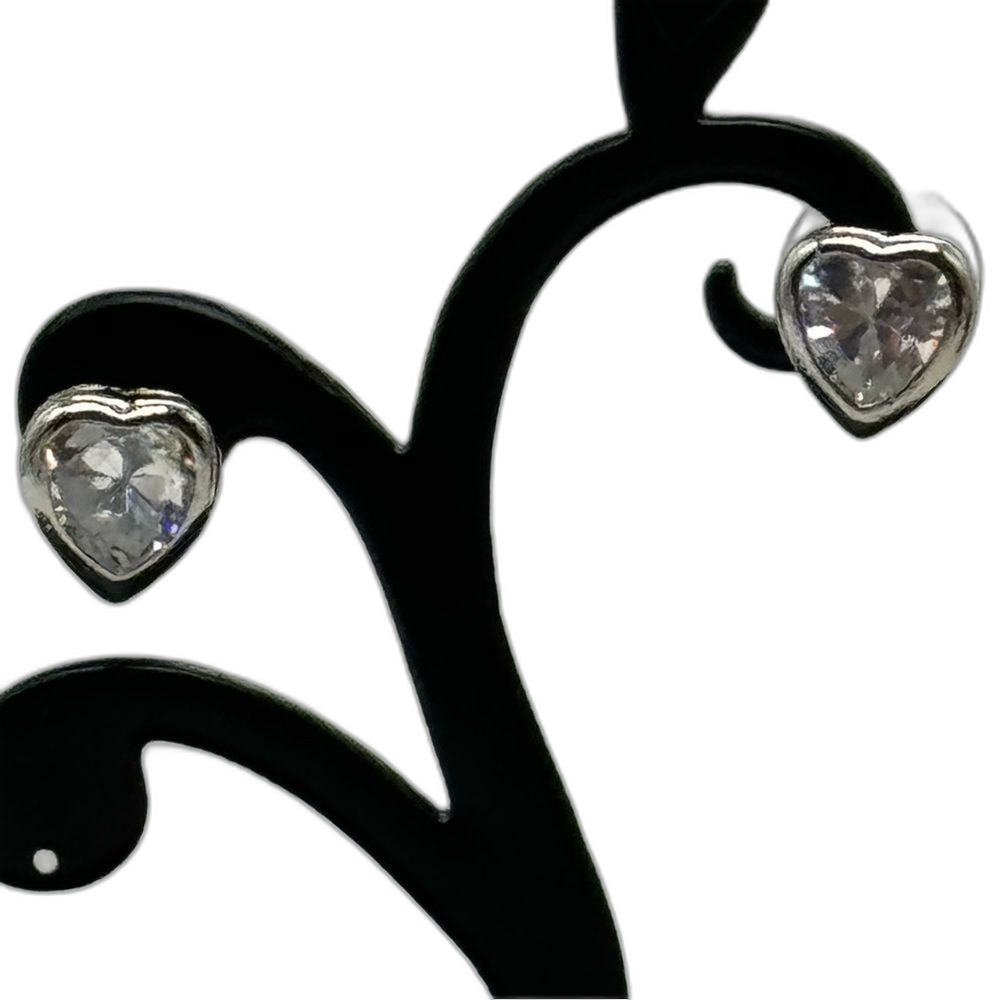 SWAROVSKI Elements Clear Crystal Heart Shape Post Earrings In Silver